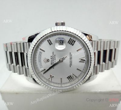  Replica Rolex DayDate II Stainless Steel Silver Face Watch - Swiss 3255